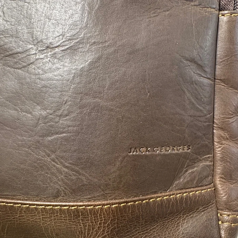 Jack Georges Voyager Compact Convertible Backpack Crossbody Brown Leather #7534